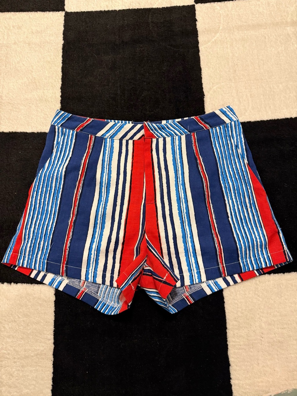 Love Riche Red, Blue & White Striped High Waist Shorts
